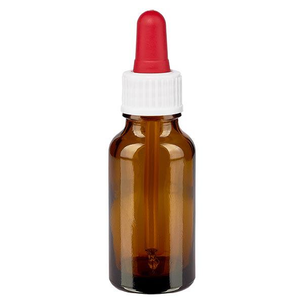 Apteekkipullo ruskea 20ml pipettipullo valkoinen/punainen standardi Apteekkipullo ruskea 20ml pipettipullo valkoinen/punainen standardi