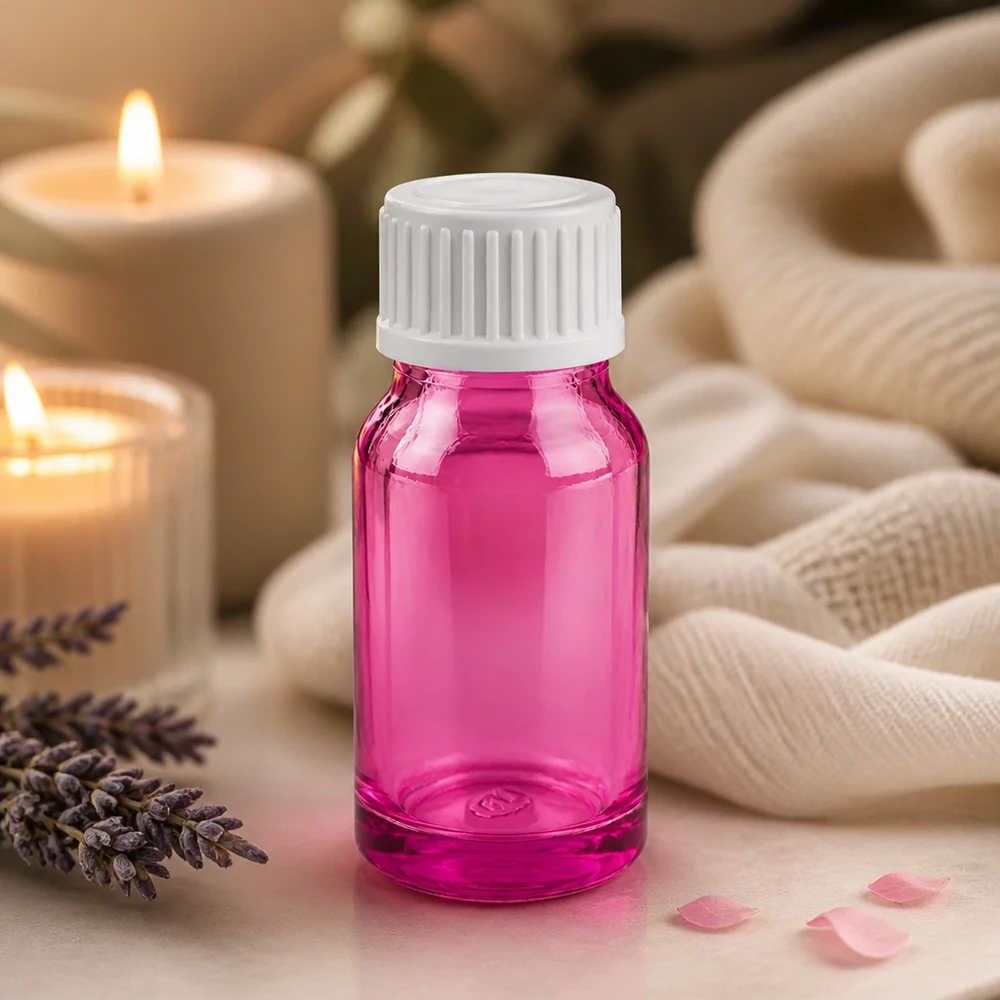 10ml tippapullo 0,9mm valkoinen standardi PurpleLine. UT18/10 Violetti 10ml lasipullo, jossa on valkoinen kierrekorkki helppoa säilytystä ja käyttöä varten.