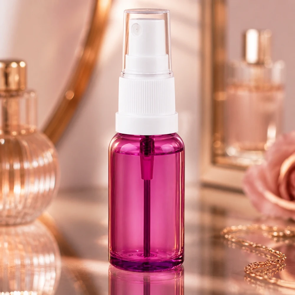 20ml tippapullo valkoinen/läpinäkyvä Standard PurpleLine UT18/20 Laadukas 20 ml:n suihkepullo läpinäkyvästä muovista tyylikkäässä violetissa muotoilussa.