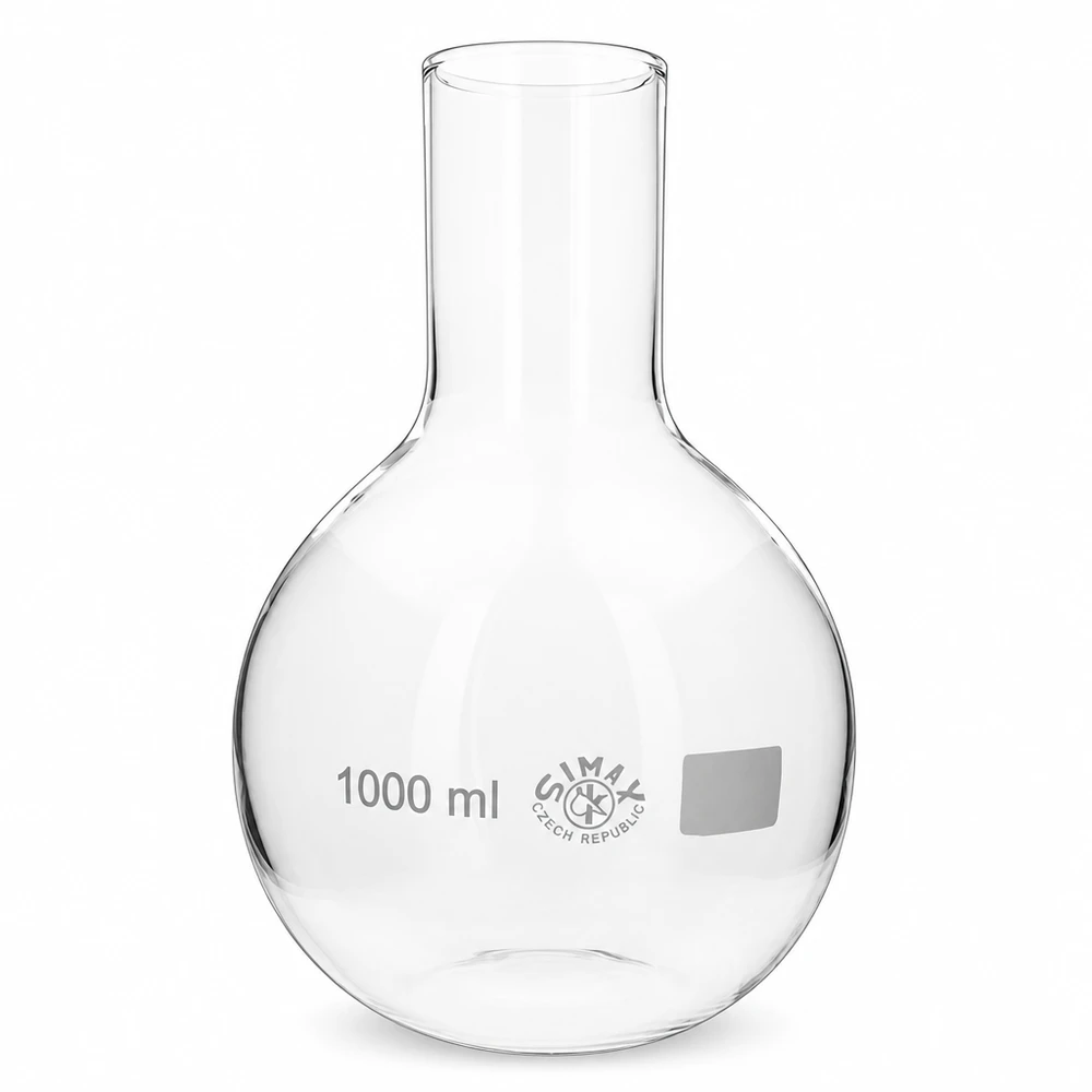 Pystypullo 1000ml leveä kaula 1000ml borosilikaattilasipullo, jossa on leveä kaula laboratoriosovelluksiin.