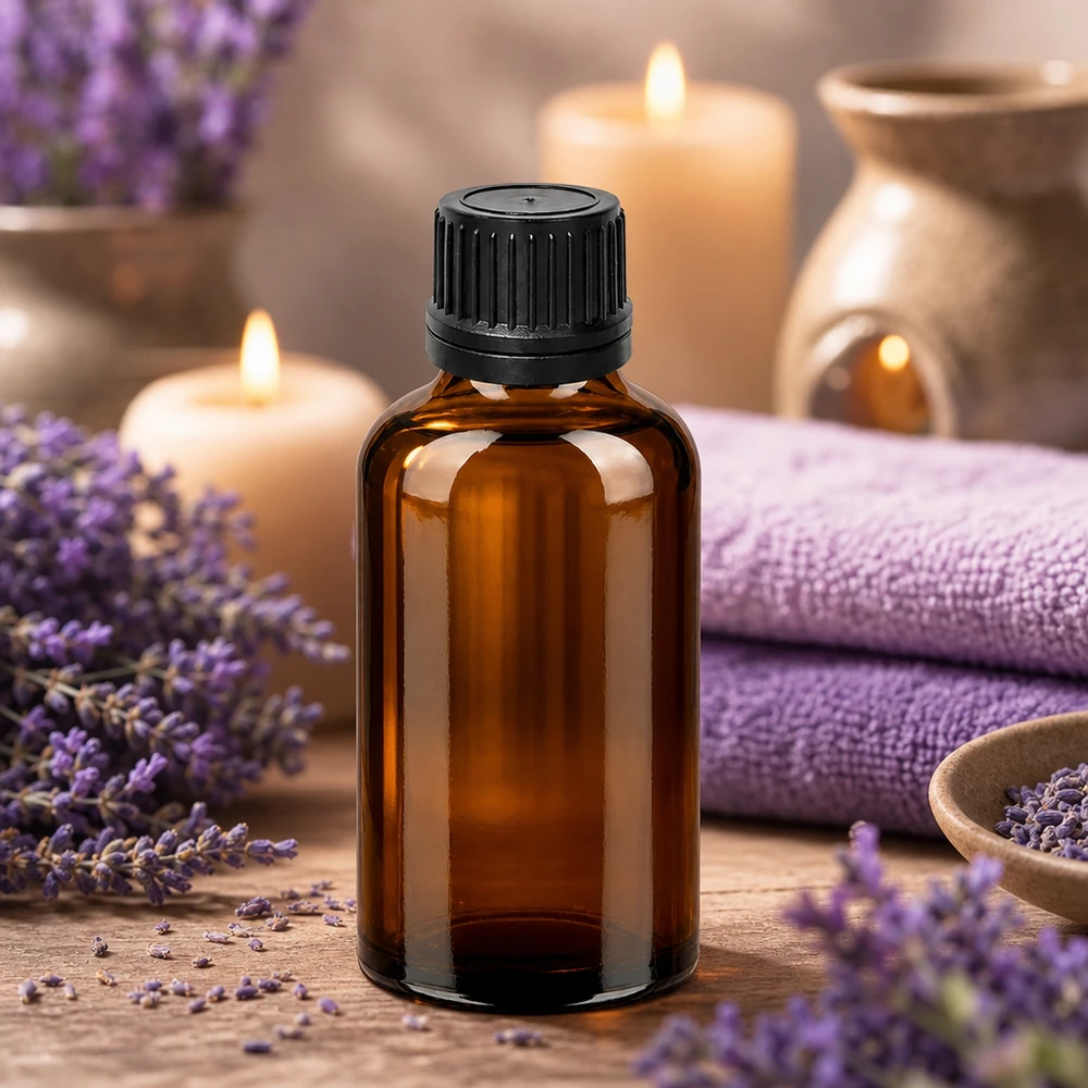50ml tippapullo mustanruskea UV-suojalasi aromaterapiaan ja kosmetiikkaan.