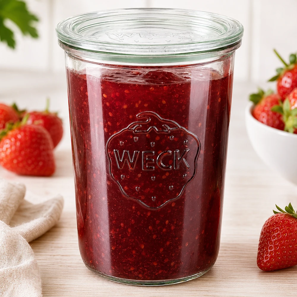 850 ml:n lasipurkki lasikannella, WECK RR100