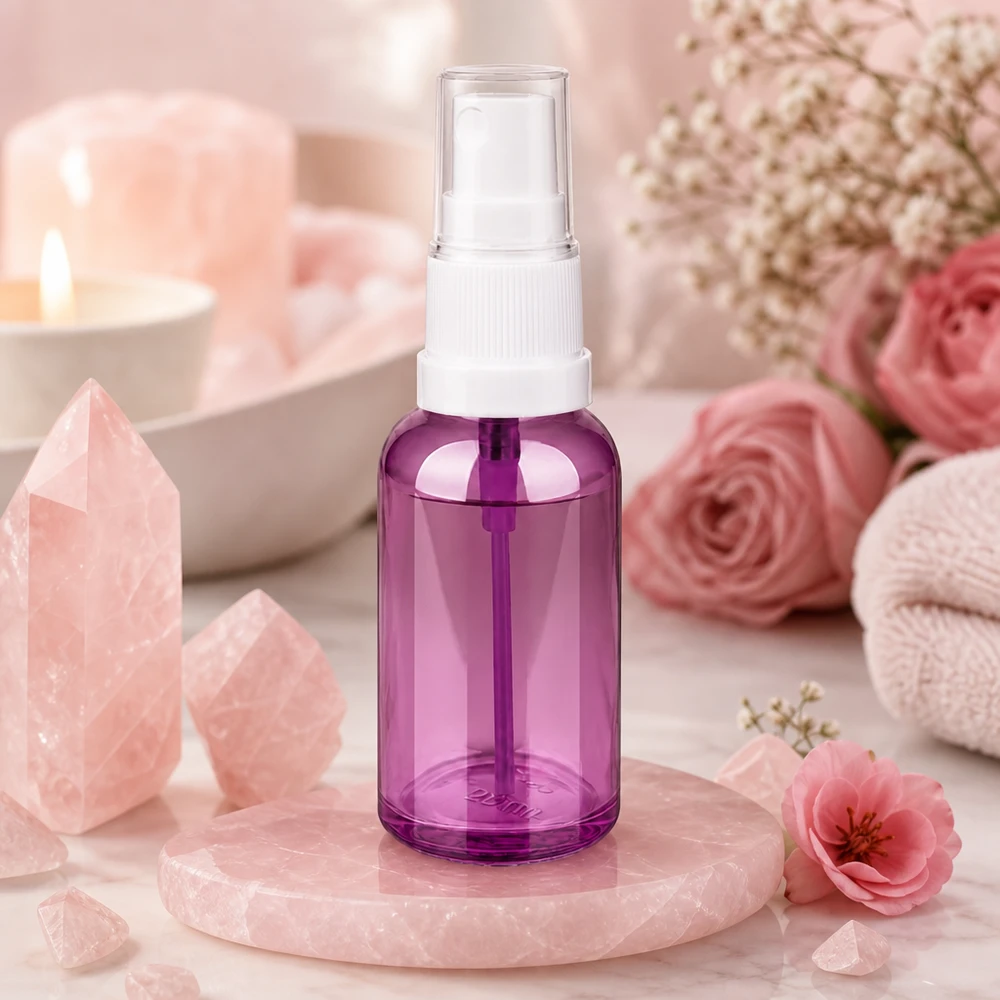 30ml tippapullo valkoinen/läpinäkyvä Standard PurpleLine UT18/30 Pienikokoinen 30ml suihkepullo tyylikkäässä violetissa värissä DIY-kosmetiikkaan ja luonnonkosmetiikkaan.