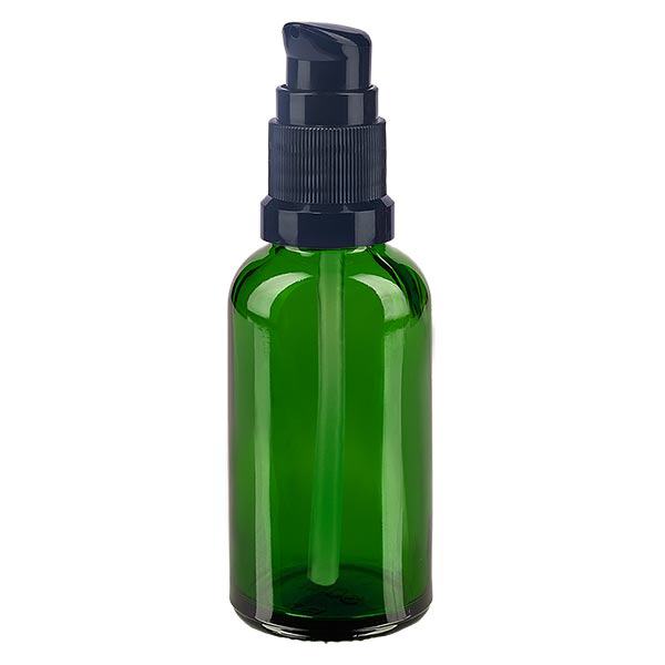 Apteekkipullo vihreä 30ml pumppukorkki musta standardi Apteekkipullo vihreä 30ml pumppukorkki musta standardi