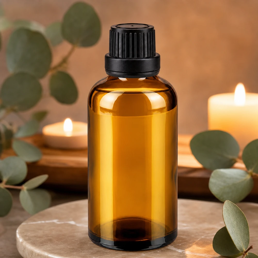 Apteekkipullo ruskea 50ml ruuvikorkki musta tiiviste sisus tamper evident sulkeminen 50 ml:n ruskealasiinen apteekkipullo, jossa on 11 mm:n musta kierrekorkki eteerisille öljyille