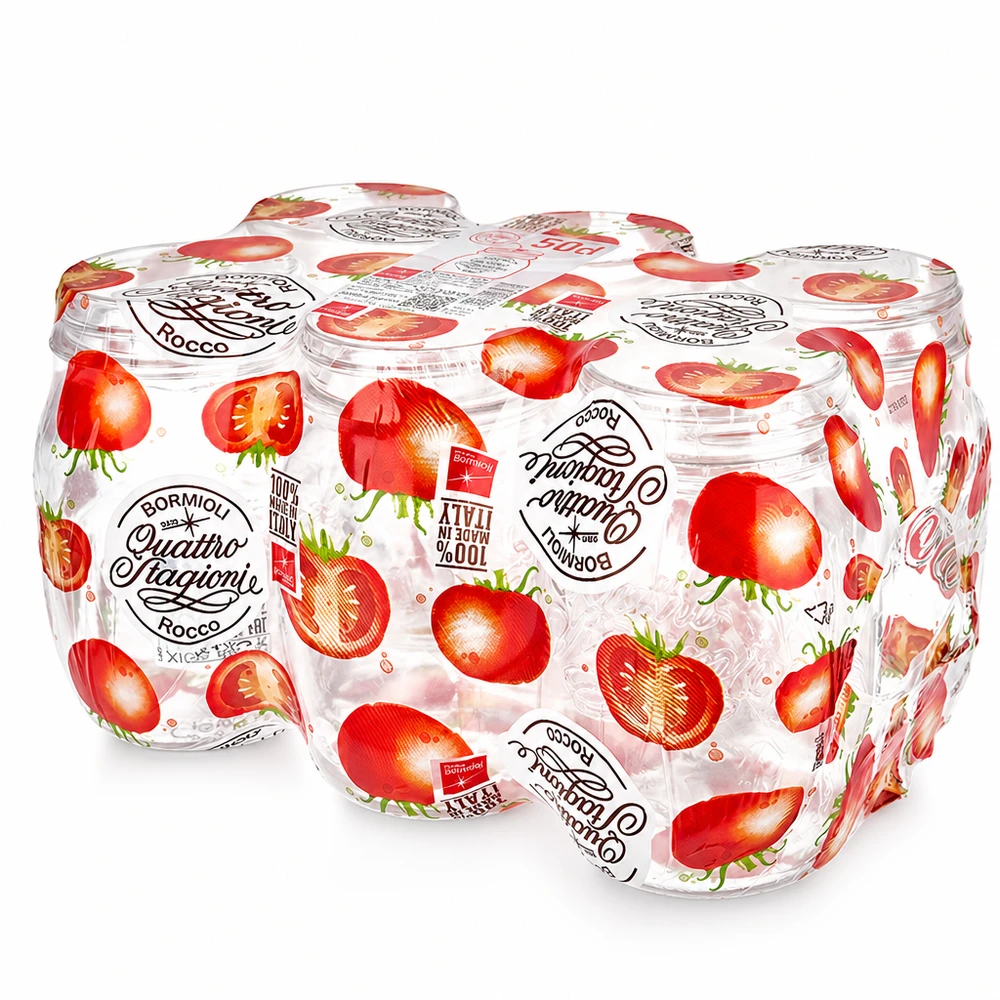 500ml pyöreä lasi "Quattro Stagioni" QS70mm QS70mm Quattro Stagioni säilöntätölkki 500ml, mansikkakuvio Bormioli Rocco säilöntätölkki säilöntään ja ruoanlaittoon