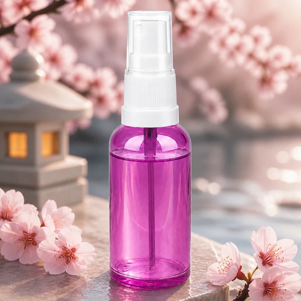 50ml PurpleLine violetti suihkepullo valkoisella pumppupäällä ihanteellinen huonesuihkeille ja tuoksuille.