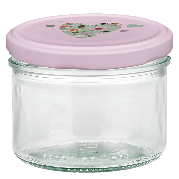 230ml sylinteripurkki + BasicSeal kansi sydän pinkki