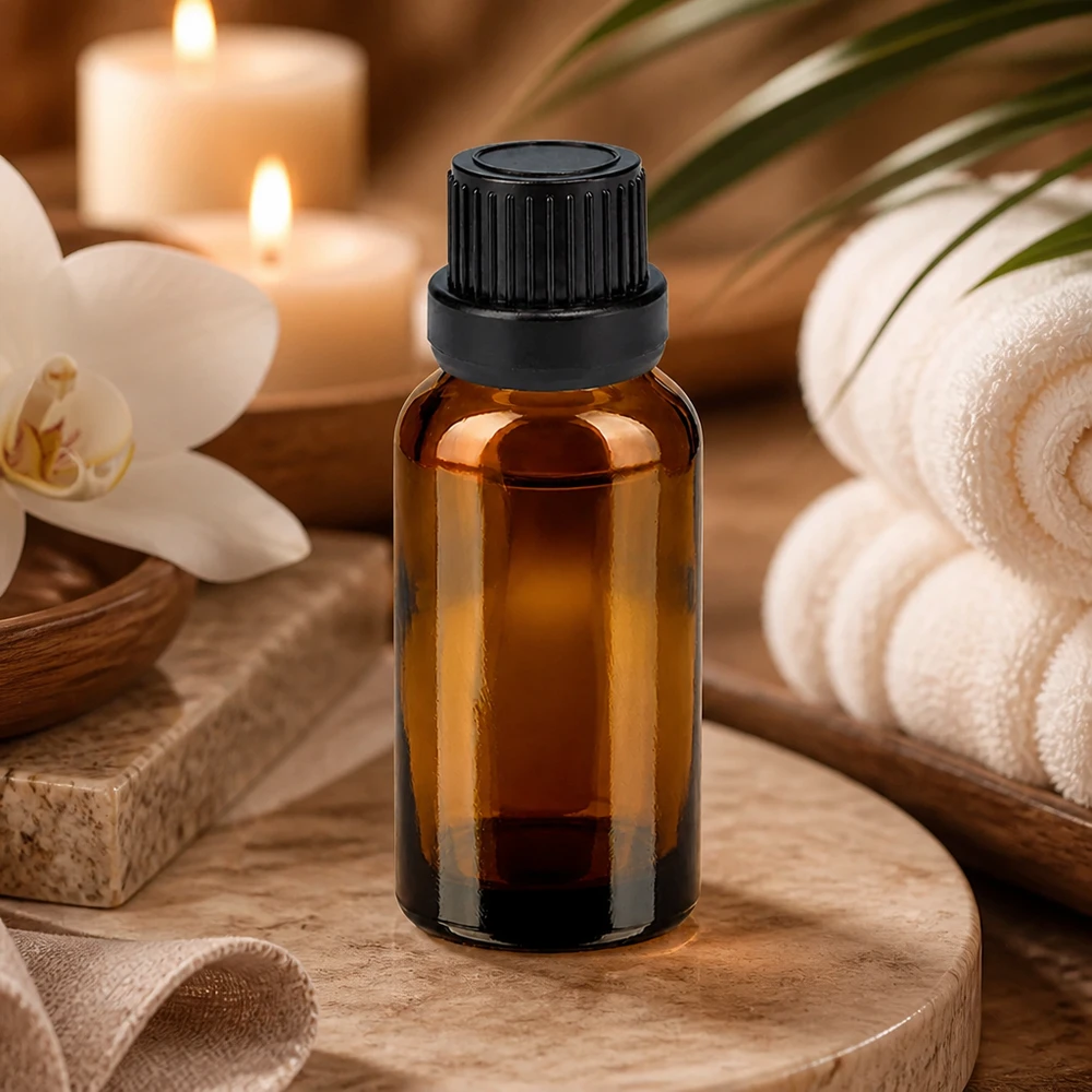 20ml apteekkipullo, jossa on tarkka 2mm tippaputki aromaterapiasovelluksiin.