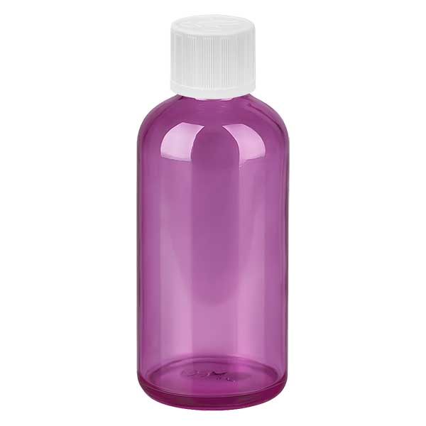 100ml pullo 11mm ruuvikorkki valkoinen standardi lapsiturvallinen PurpleLine. UT18/100