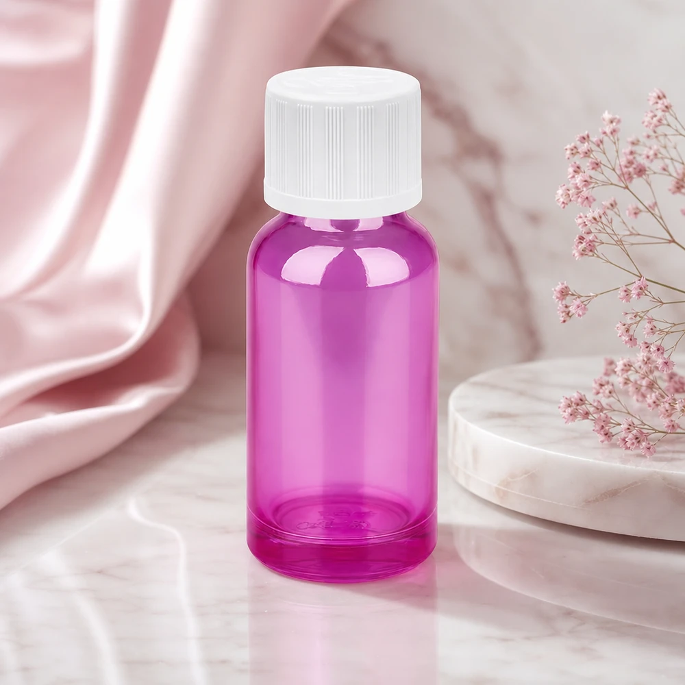 20ml tippapullo 1,2mm valkoinen vakiovarusteinen lapsiturvallinen PurpleLine.UT18/20 Kompakti 20ml tippapullo, jossa on tarkka 1.2mm:n aukko, läpinäkyvä violetti aromaterapiaa varten.