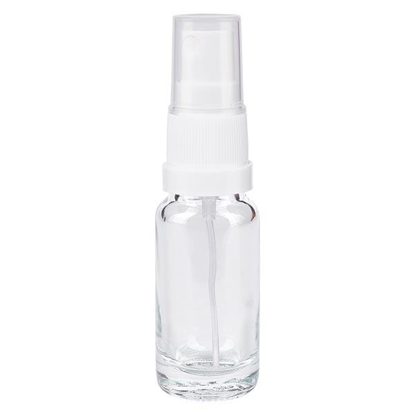 Apteekkipullo kirkas 10ml suihkepullon korkki valkoinen Apteekkipullo kirkas 10ml suihkepullon korkki valkoinen