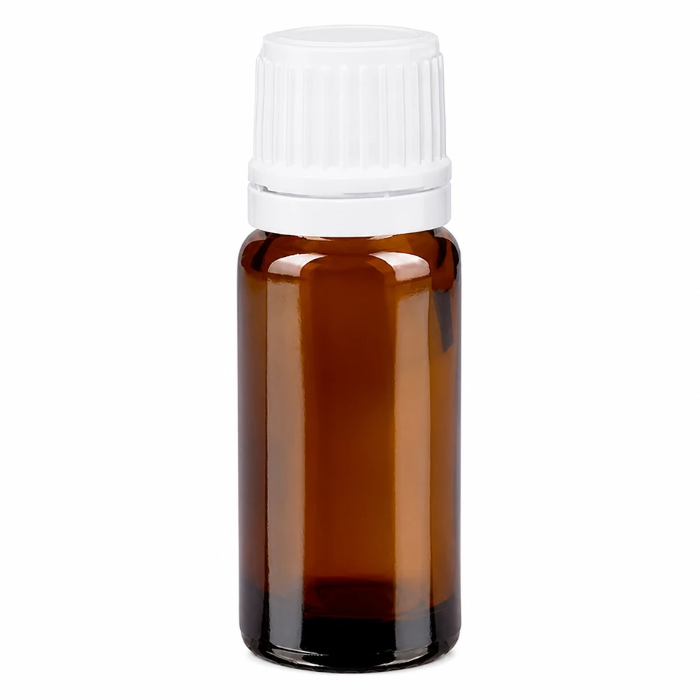 Apteekkipullo ruskea 10ml kierrekorkki valkoinen tamper-evident sulkeminen 10 ml:n ruskea apteekkipullo, jossa on valkoinen kierrekorkki, valmistettu korkealaatuisesta ruskeasta lasista