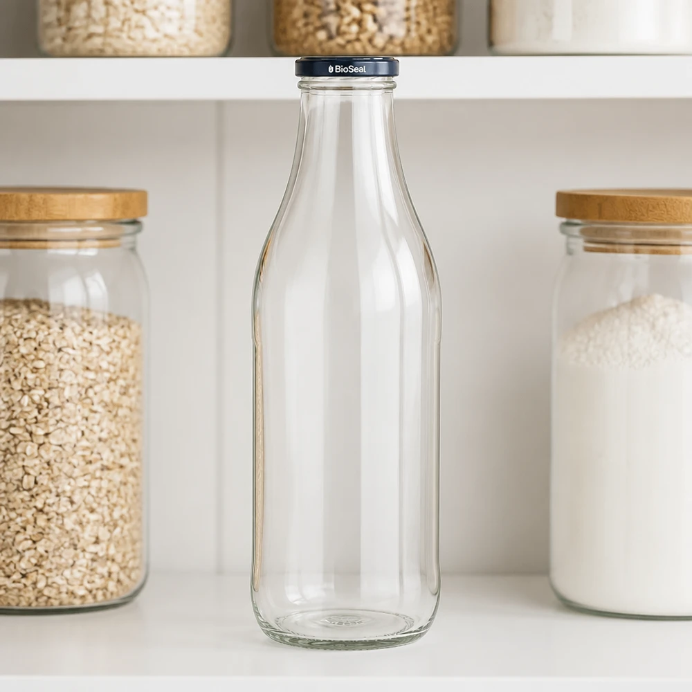 1000ml lasipullo BioSeal kansi musta keittiö hylly varastointi varastointi varastointi murot kaurapuuro nolla jäte
