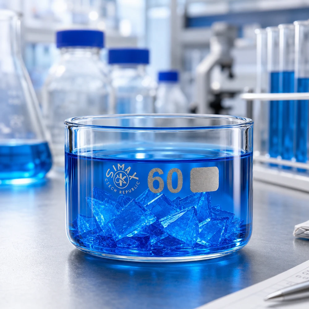60ml kiteytysastia ilman kantta borosilikaatti ø60mm Litteä lasikulho, 60 ml, borosilikaattia, kemialliseen kiteytymiseen laboratoriossa, ø60 mm