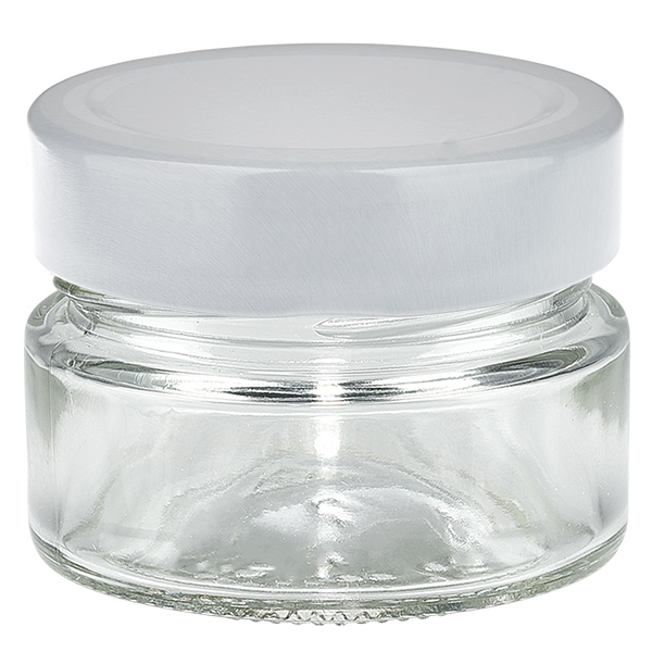 80ml pyöreä purkki BasicSeal-kannella valkoinen syvä UNiTWIST