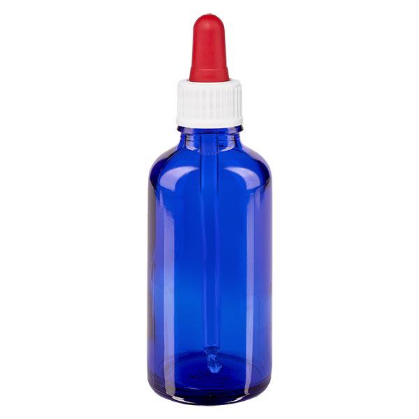 Apteekkipullo sininen 50ml pipetti valkoinen/punainen vakio Apteekkipullo sininen 50ml pipetti valkoinen/punainen vakio