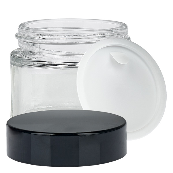 Lasipurkki 60ml kirkas, jossa UNiTWIST-insertti kansi. Lasipurkki 60ml kirkas, jossa UNiTWIST-insertti kansi.