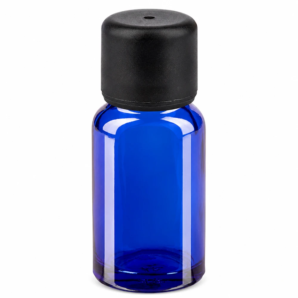 10ml pullo 11mm ruuvikorkki musta peukalointiturvallinen korkki BlueLine UT18/10