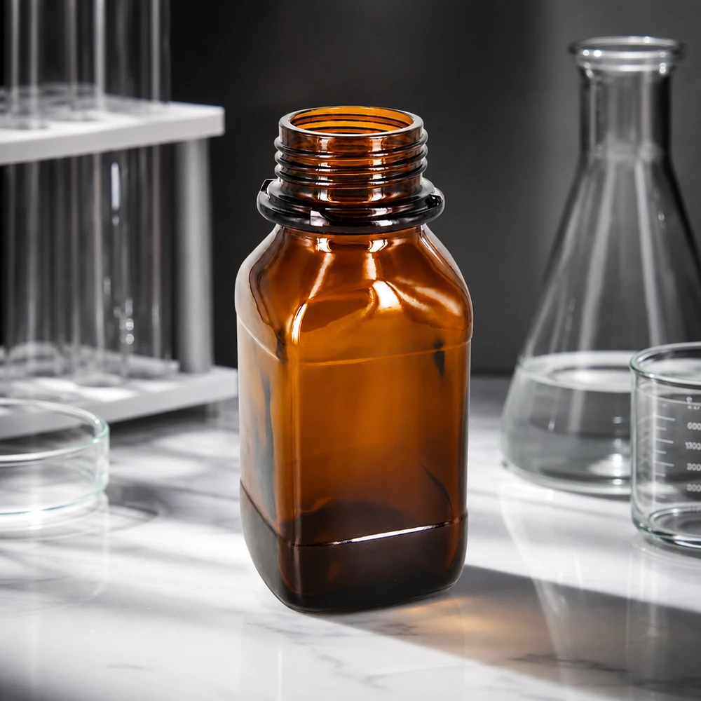 250ml kemikaalipullo 250 ml:n leveäkaulainen laboratoriolasipullo kemikaalien tarkkaan annosteluun ja annosteluun.