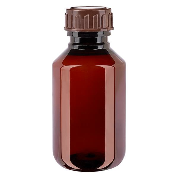 PET-pullo 100ml, jossa on ruskea korkki Standard PET-pullo 100ml, jossa on ruskea korkki Standard
