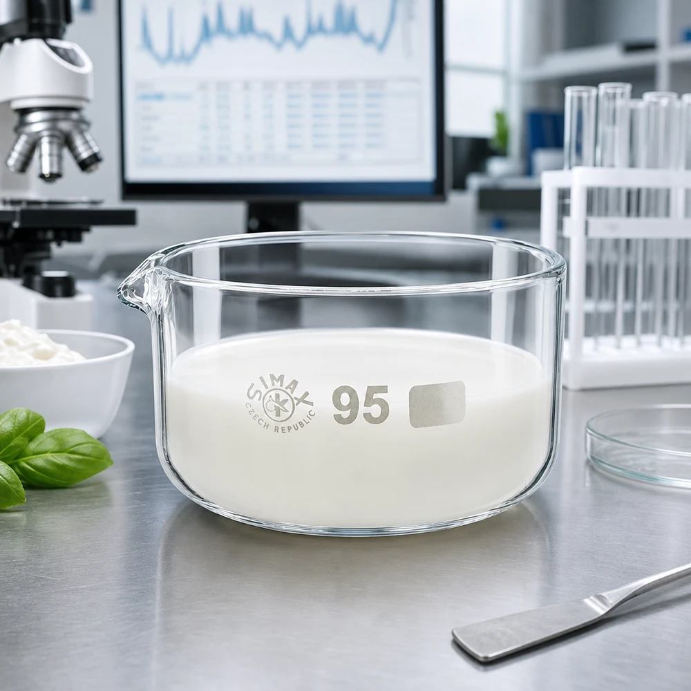 300ml kiteytysastia borosilikaattikannulla ø95mm 300 ml:n kiteytysastia, jossa on valkoista ainetta, laboratoriokäyttöön, borosilikaattilasia, SIMAX, ø95 mm, Tšekki