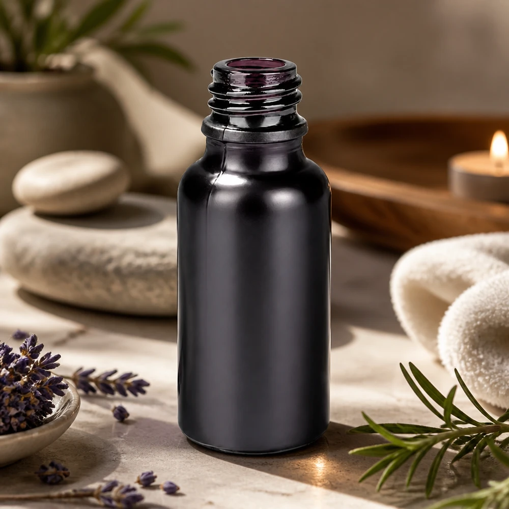 20ml annostelupullo BlackLine UT18/20 UNiTWIST UNiTWIST Musta 20ml lasipullo, jossa UT18/20 tippakierre eteerisille öljyille ja tinktuureille.