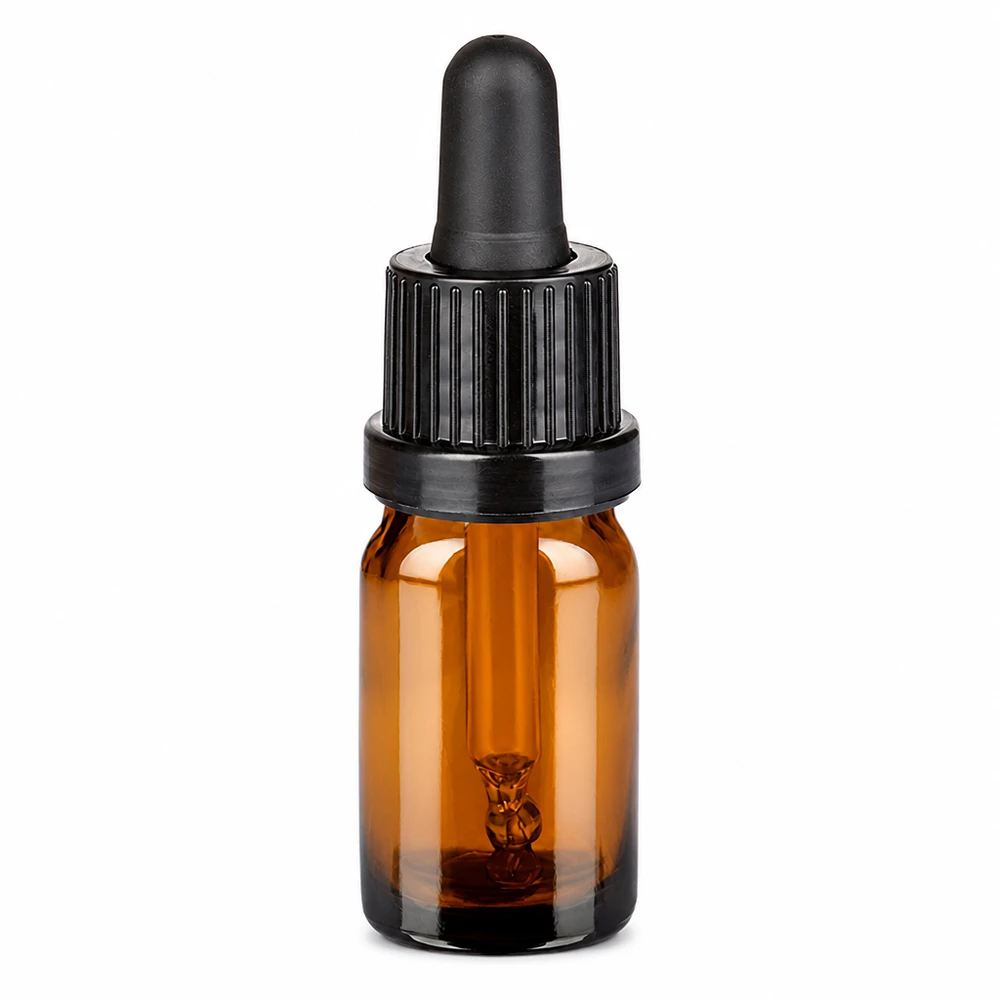 5ml pipettipullo musta tamper-evident-suljin BrownLine UT18/5 5ml pipettipullo ruskea, jossa musta pipetti nesteiden tarkkaan annosteluun.