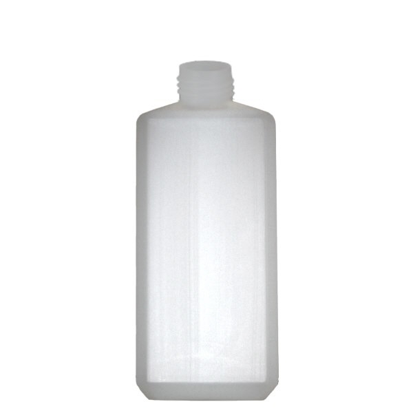 500ml neliskanttinen pullo PE luonnollinen, ilman korkkia 500ml neliskanttinen pullo PE luonnollinen, ilman korkkia