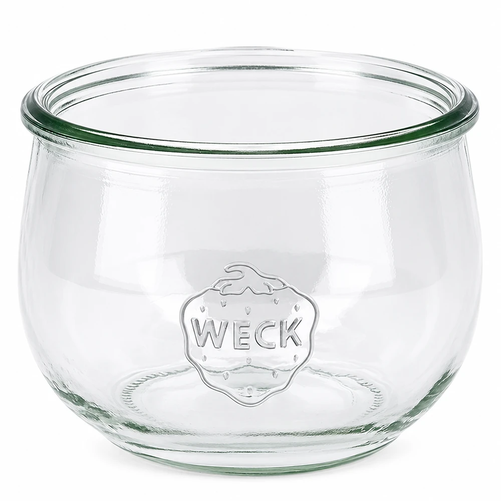 580 ml:n tulppaanipullo WECK RR100 580ml WECK tulppaanipurkki RR100 Kirkas lasinen säilöntätölkki, jossa on WECK-logo ja tulppaaninmuotoinen kaari.