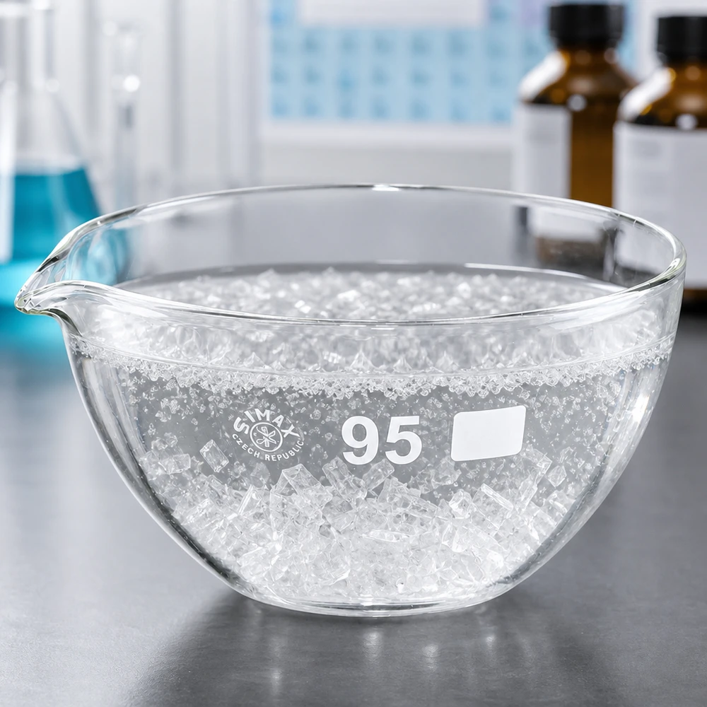 170ml haihdutusastia borosilikaattikannulla ø95mm Borosilikaatti 95 mm halkaisijaltaan oleva haihdutusastia, jossa on nokka tarkkaa työskentelyä varten laboratoriossa.