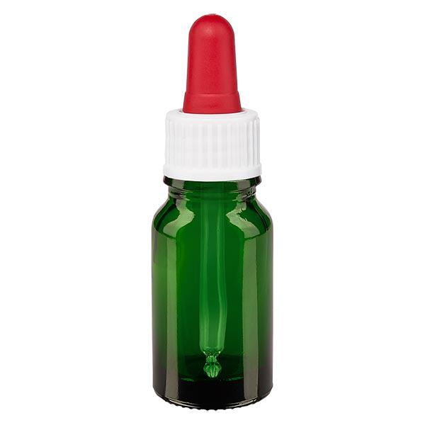 Apteekkipullo vihreä 10ml pipettipullo valkoinen/punainen standardi Apteekkipullo vihreä 10ml pipettipullo valkoinen/punainen standardi