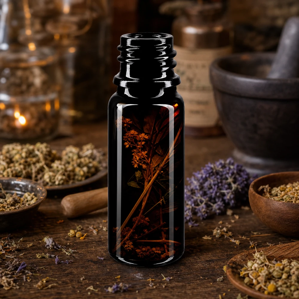 Elegantti Mironglass-pullo 10ml DIN 18 tummanvioletti ammattimaiseen aromaterapiaan.