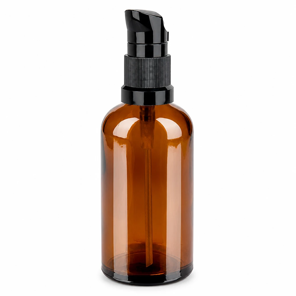 100ml pumppupullo ruskea ja musta pumppuannostelija kosmetiikkaan ja hoitotuotteisiin