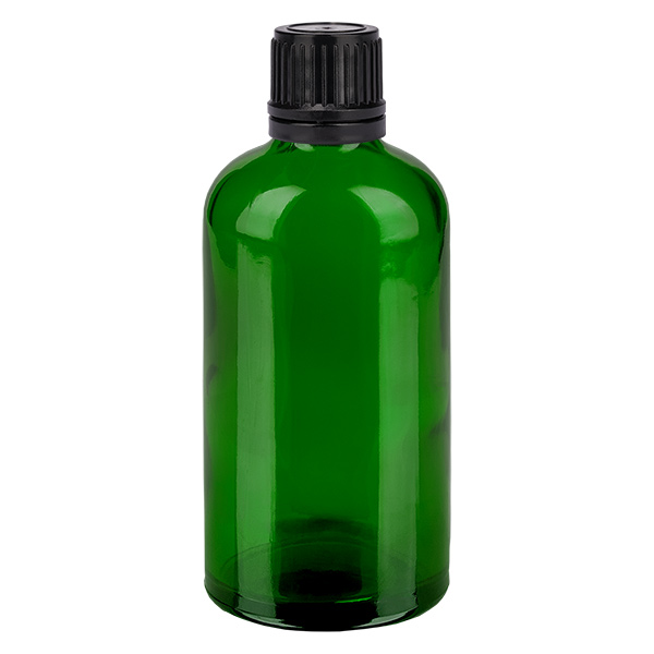 100ml pullo 11mm kierrekorkki musta väärentämisen estävä korkki VihreäL. UT18/100