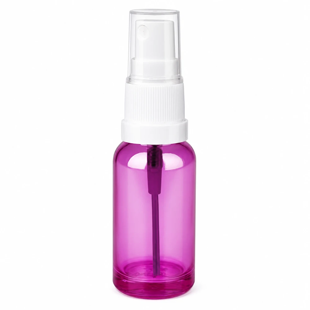20ml suihkepullo violetti läpinäkyvä valkoinen pumppusumutin kosmetiikkaan ja hoitotuotteisiin