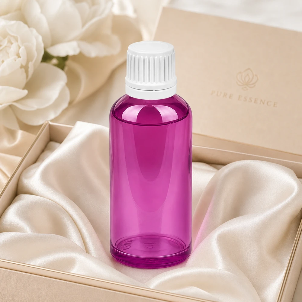 50ml tippapullo 0,7mm valkoinen Originality kierrekorkki PurpleLine UT18/50 PurpleLine UT18/50 Elegantti 50ml tippapullo Purple Line muotoilulla ja valkoisella korkilla aromaterapiaa varten.