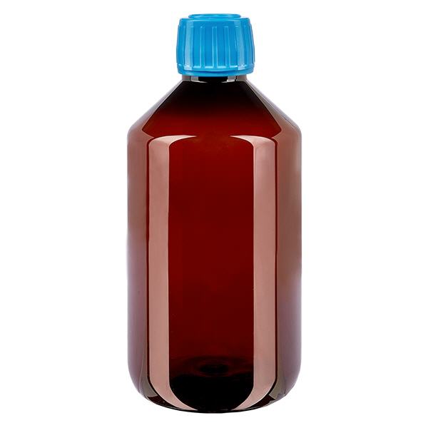 PET-pullo 500ml, jossa sininen korkki, jossa on väärentämisen estävä korkki. PET-pullo 500ml, jossa sininen korkki, jossa on väärentämisen estävä korkki.