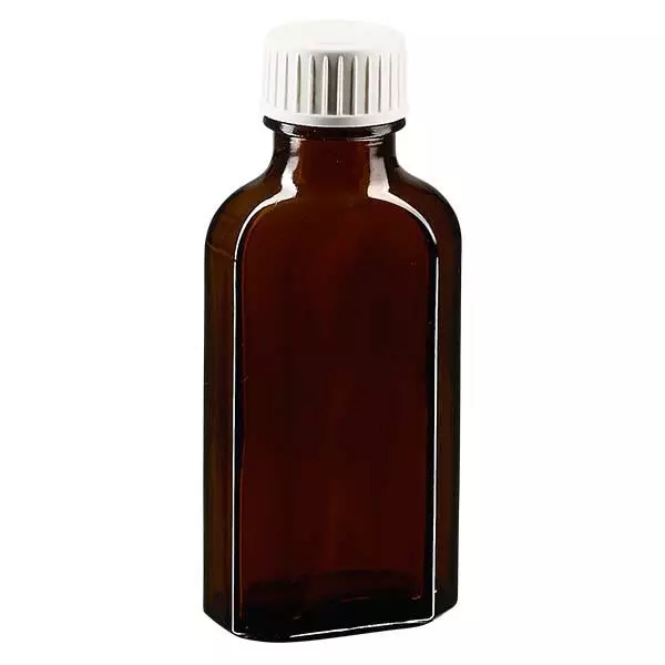 50 ml Meplatin ruskea ruuvikorkki, jossa PE-vaahtomuovisäiliö.