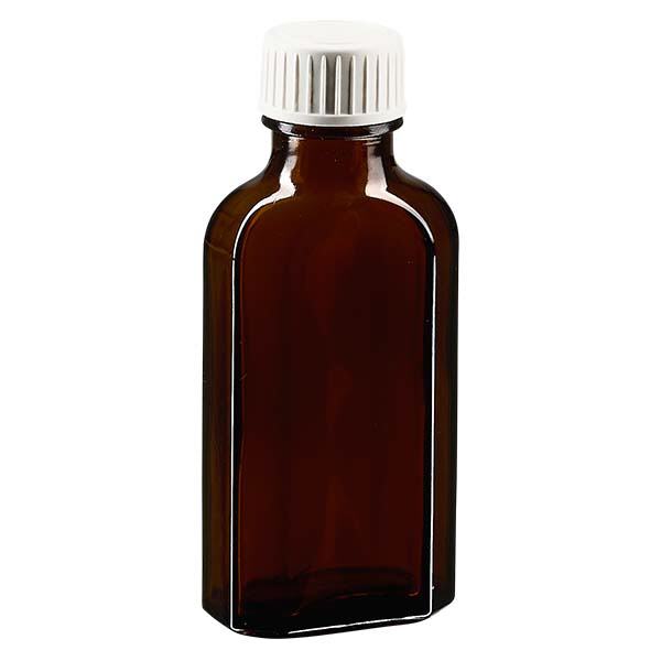 50 ml Meplatin ruskea ruuvikorkki, jossa PE-vaahtomuovisäiliö.