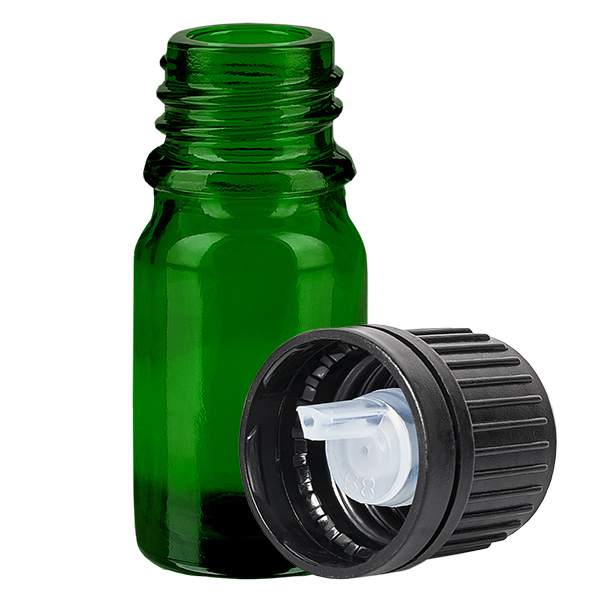 5ml tippapullo 1mm musta tamper-evident korkki GreenLine UT18/5
