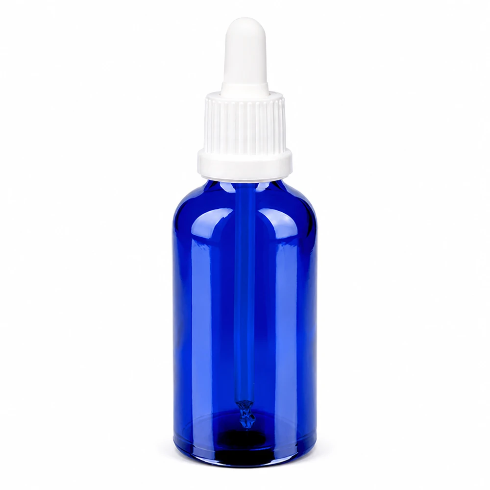50 ml:n pipettipullo sininen, valkoinen korkki OV BlueLine UT18/50 tarkkaan annosteluun.