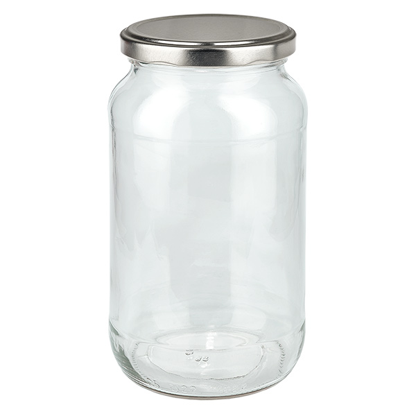 1062ml pyöreä purkki BasicSeal-kannella hopea UNiTWIST