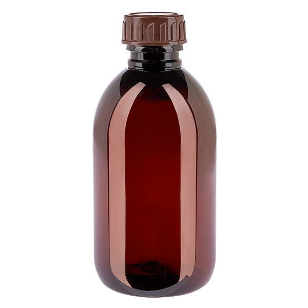 PET-pullo 250ml, jossa on ruskea korkki Standard PET-pullo 250ml, jossa on ruskea korkki Standard