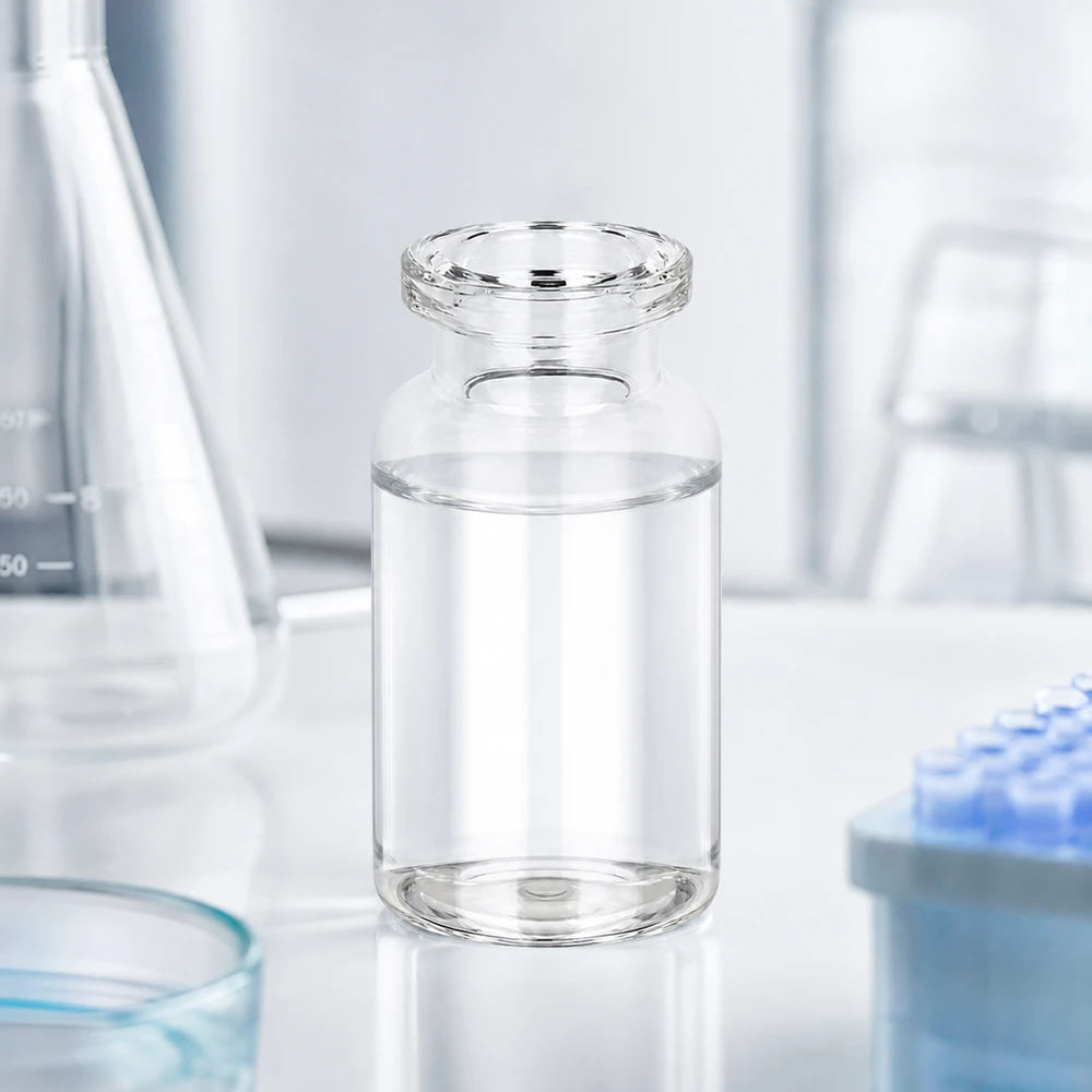 Injektiopullo kirkasta lasia 10ml Injektionsflasche 10ml aus hochwertigem Klarglas mit flachem Boden und weitem Öffnungsrand