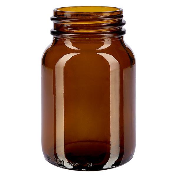 250ml leveäkaulainen pullo meripihkanväristä lasia