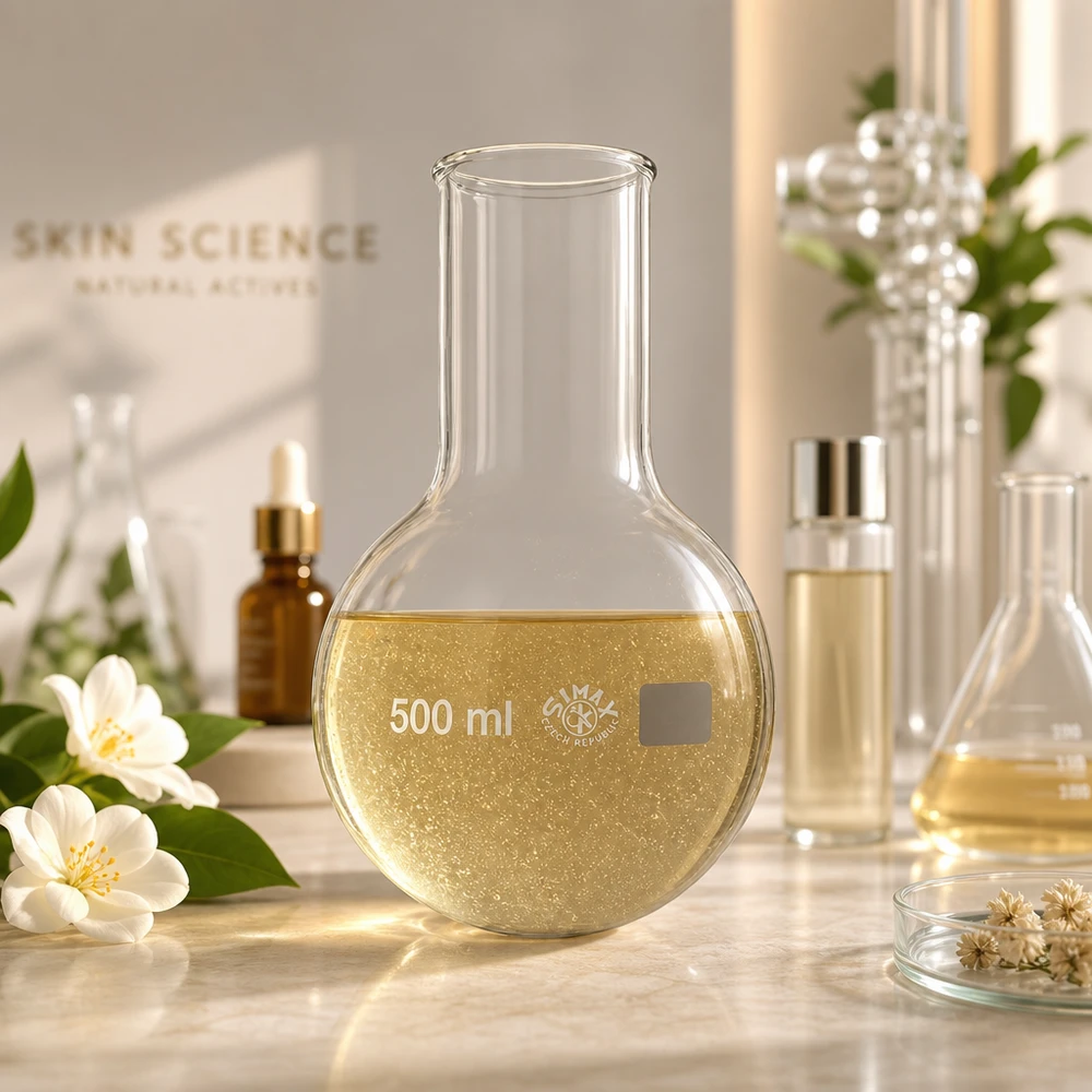 Leveäkaulainen pyöreäpohjainen pullo 500ml ihanteellinen tislaukseen ja kemialliseen synteesiin laboratoriossa.