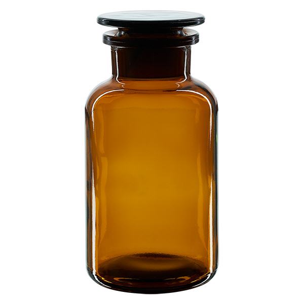 Pyöreä olkapullo 500ml ruskea leveäkaulainen lasitulppa