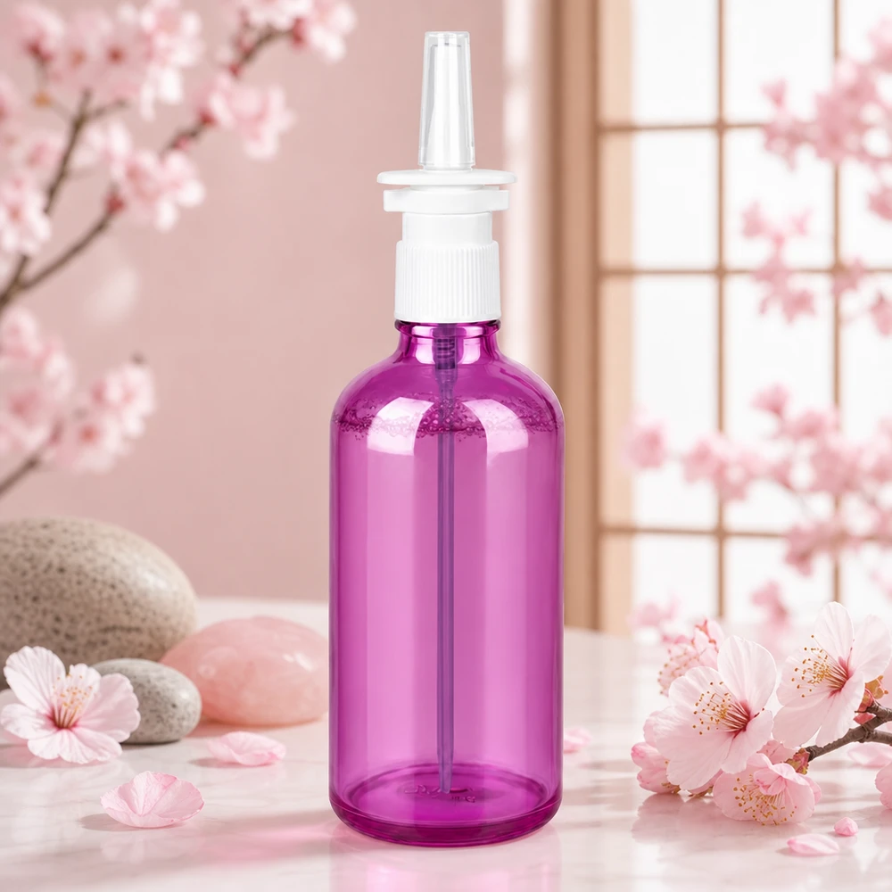 100ml nenäsumutinpullo valkoinen/läpinäkyvä vakio PurpleLine UT18/100 vakiopää PurpleLine UT18/100 Ergonominen 100ml nenäsumutepullo, jossa on käytännöllinen suihkupää modernissa violetissa muotoilussa UT18