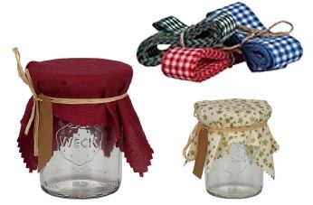 Tekstiilipyyhkeet ja nauhat lasien koristeluun